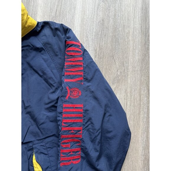 Vintage Tommy Hilfiger Jacket Rare Streetwear Hype XLarge Blue Yellow Red Patch - Picture 8 of 16